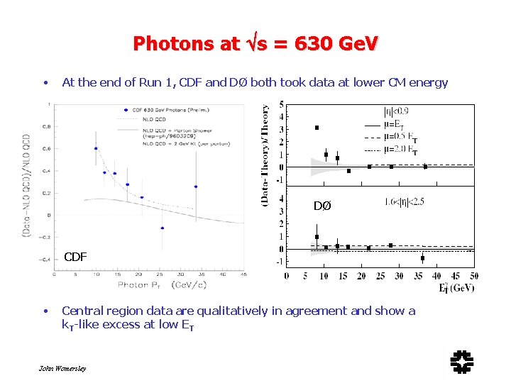 Photons at s = 630 Ge. V • At the end of Run 1,