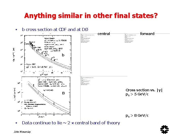 Anything similar in other final states? • b cross section at CDF and at