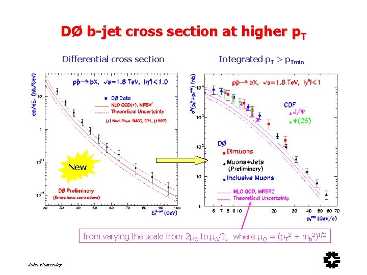 DØ b-jet cross section at higher p. T Differential cross section Integrated p. T
