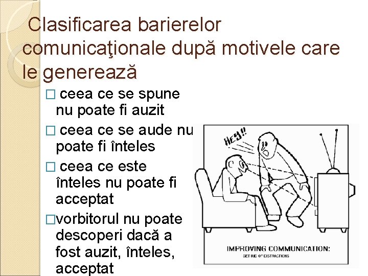 Clasificarea barierelor comunicaţionale după motivele care le generează � ceea ce se spune nu