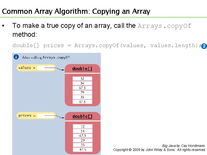 Common Array Algorithm: Copying an Array • To make a true copy of an