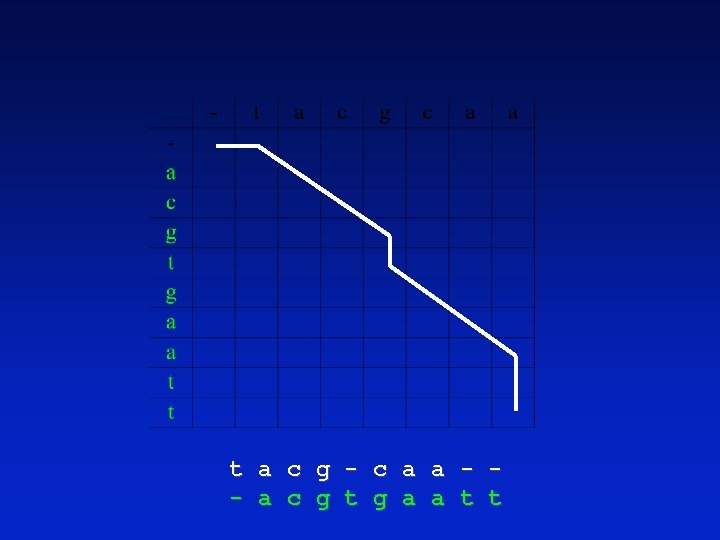 t a c g - c a a - - a c g t t a c g - c a a - - a c g t