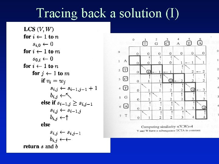 Tracing back a solution (I) Tracing back a solution (I)