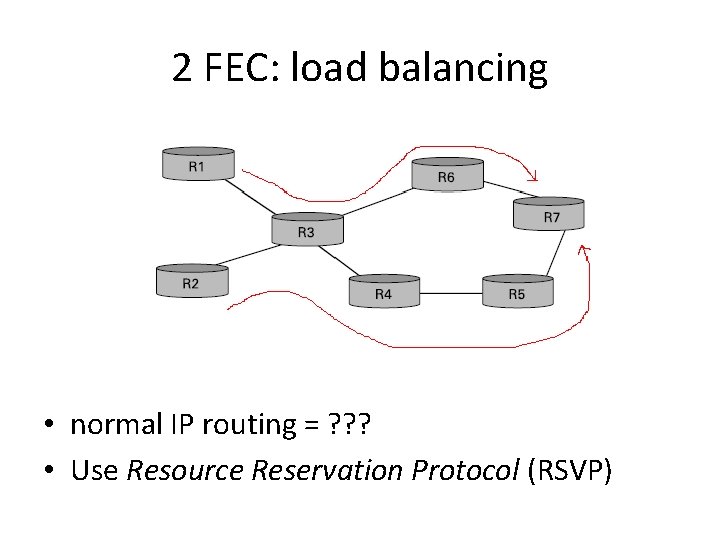 2 FEC: load balancing • normal IP routing = ? ? ? • Use