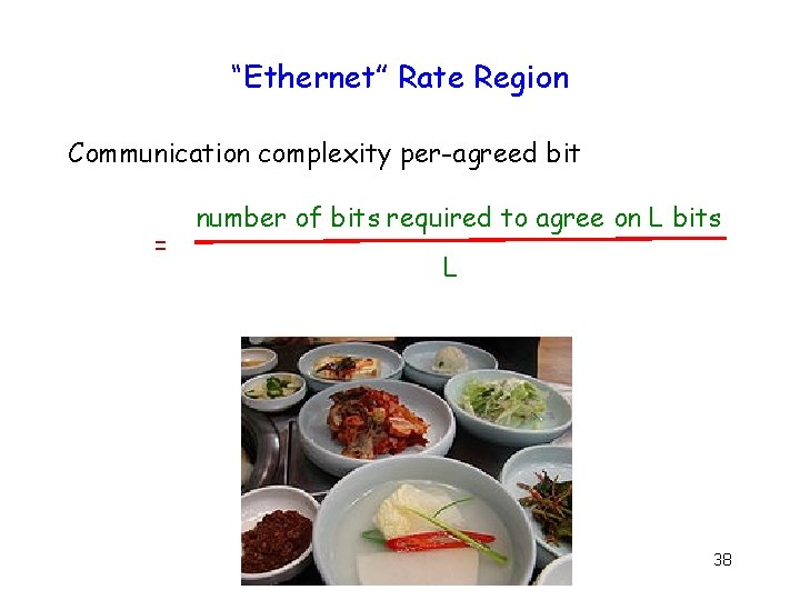 “Ethernet” Rate Region Communication complexity per-agreed bit = number of bits required to agree
