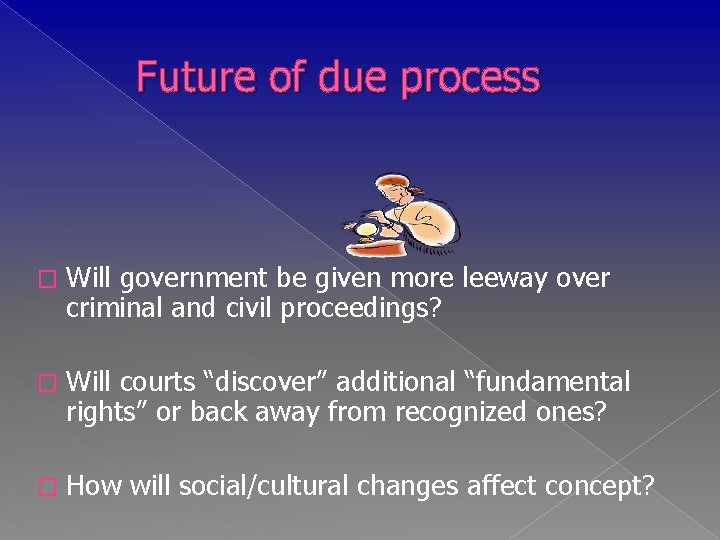 Future of due process � Will government be given more leeway over criminal and