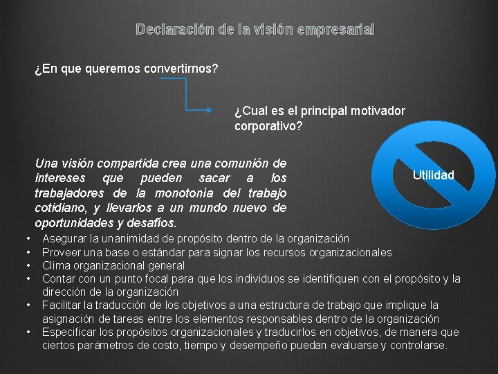 Declaración de la visión empresarial ¿En queremos convertirnos? ¿Cual es el principal motivador corporativo?