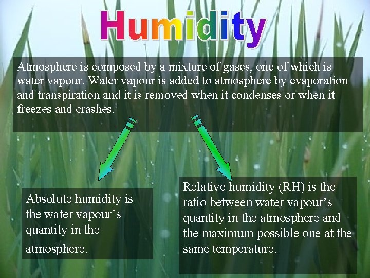 Atmosphere is composed by a mixture of gases, one of which is water vapour.