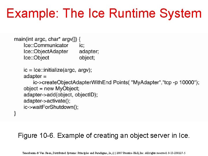 Example: The Ice Runtime System Figure 10 -6. Example of creating an object server