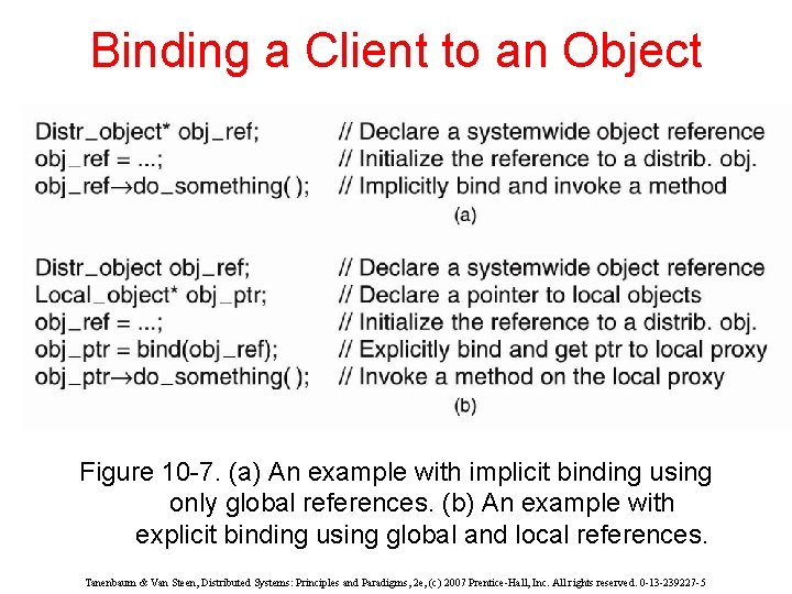 Binding a Client to an Object Figure 10 -7. (a) An example with implicit