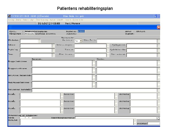 Patientens rehabiliteringsplan 12 