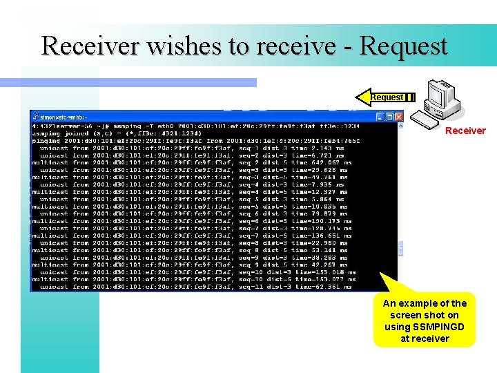 Receiver wishes to receive - Request Receiver An example of the screen shot on
