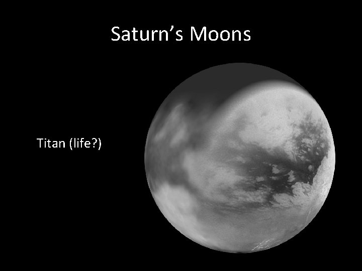 Saturn’s Moons Titan (life? ) 