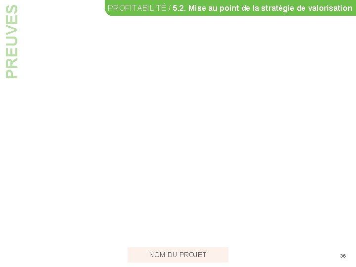 PREUVES PROFITABILITÉ / 5. 2. Mise au point de la stratégie de valorisation NOM