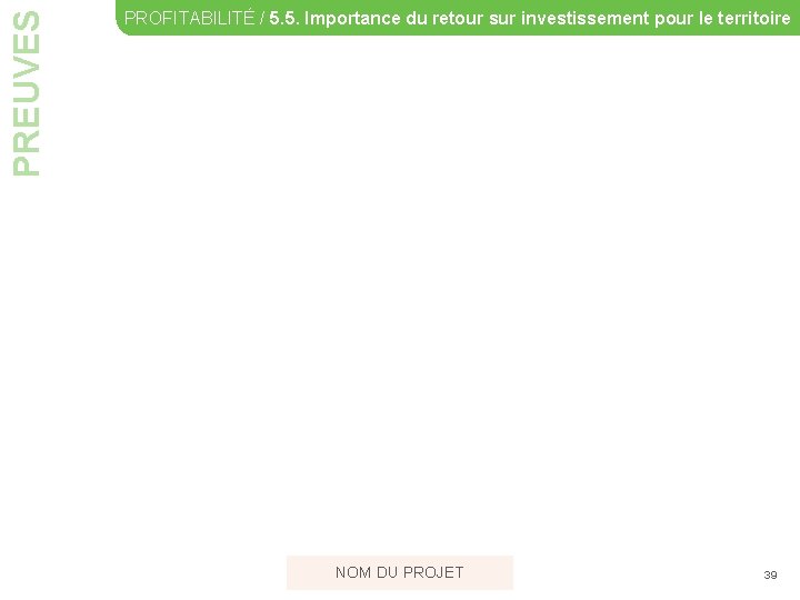 PREUVES PROFITABILITÉ / 5. 5. Importance du retour sur investissement pour le territoire NOM