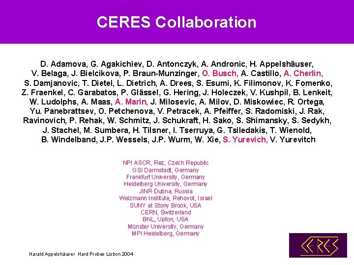 CERES Collaboration D. Adamova, G. Agakichiev, D. Antonczyk, A. Andronic, H. Appelshäuser, V. Belaga,