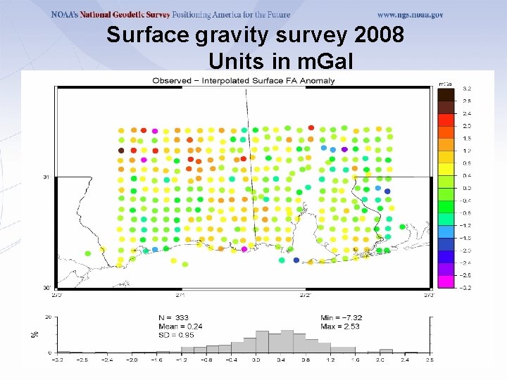 Surface gravity survey 2008 Units in m. Gal 16 