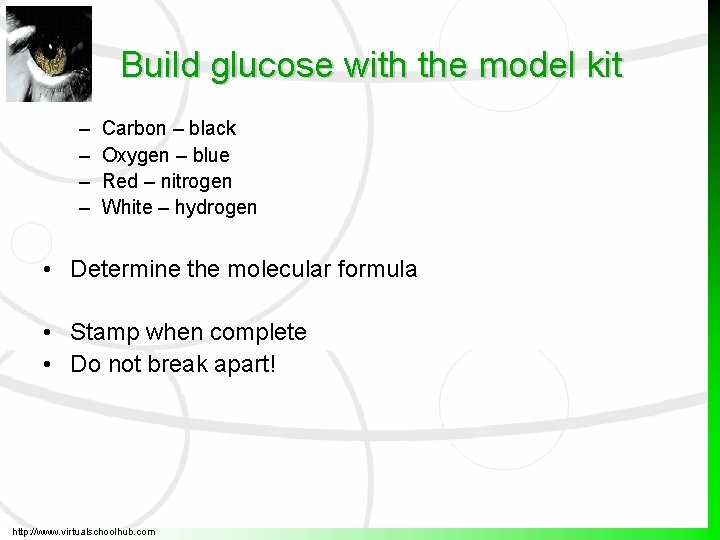 Build glucose with the model kit – – Carbon – black Oxygen – blue Build glucose with the model kit – – Carbon – black Oxygen – blue