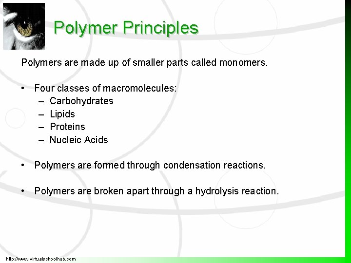 Polymer Principles Polymers are made up of smaller parts called monomers. • Four classes Polymer Principles Polymers are made up of smaller parts called monomers. • Four classes