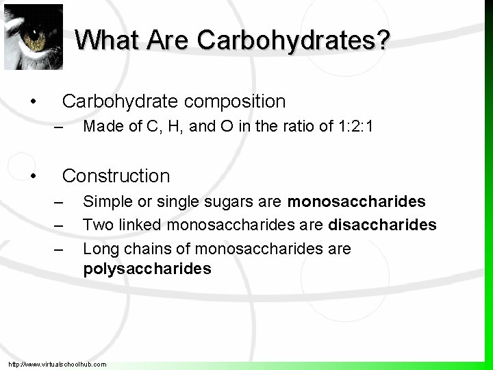 What Are Carbohydrates? • Carbohydrate composition – • Made of C, H, and O What Are Carbohydrates? • Carbohydrate composition – • Made of C, H, and O