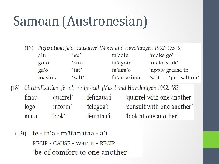 Samoan (Austronesian) 