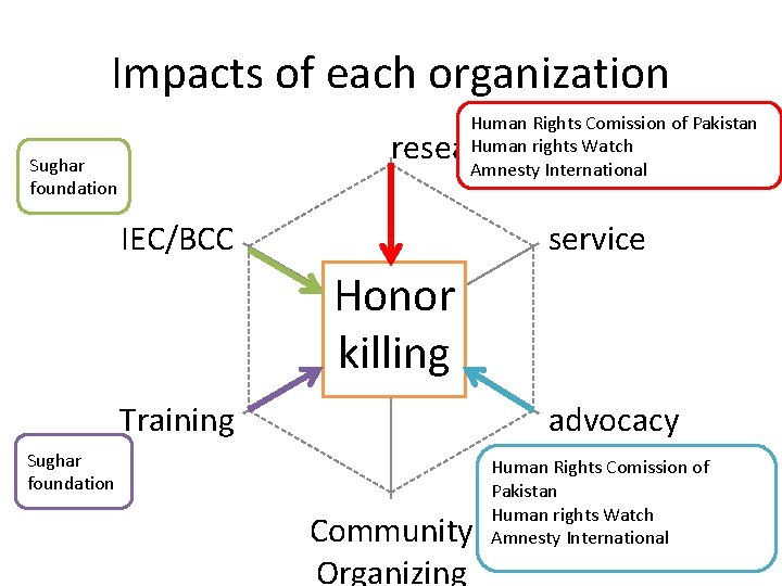 Impacts of each organization Human Rights Comission of Pakistan Human rights Watch Amnesty International