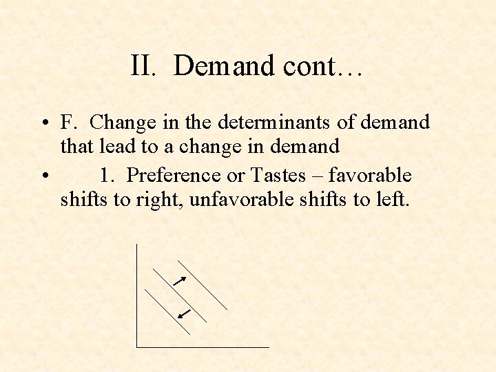 II. Demand cont… • F. Change in the determinants of demand that lead to