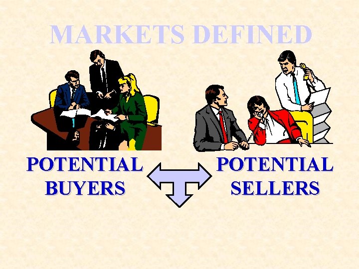 MARKETS DEFINED POTENTIAL BUYERS POTENTIAL SELLERS 