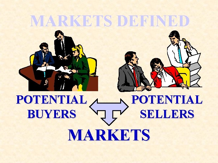 MARKETS DEFINED POTENTIAL BUYERS POTENTIAL SELLERS MARKETS 