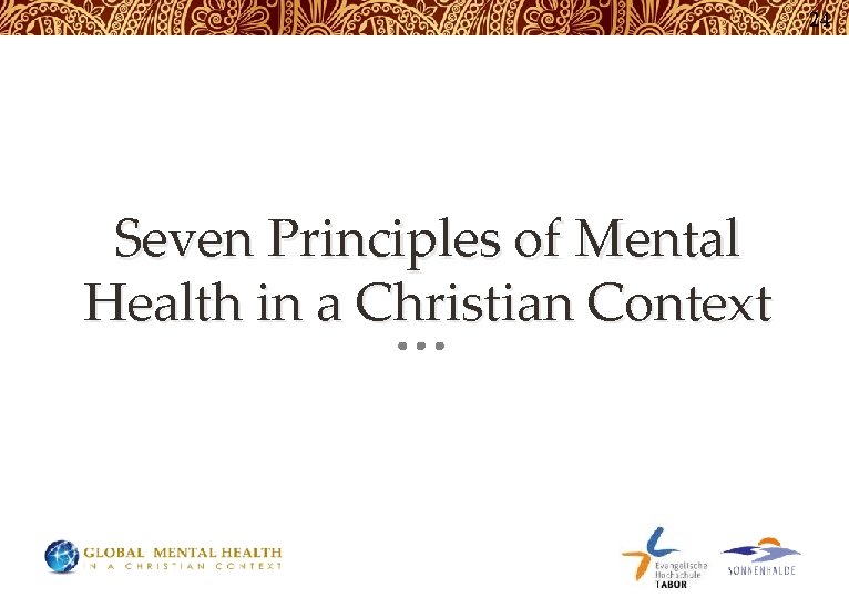 24 Seven Principles of Mental Health in a Christian Context 