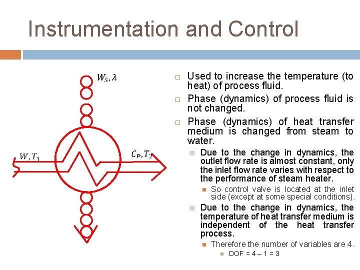 Instrumentation and Control Used to increase the temperature (to heat) of process fluid. Phase