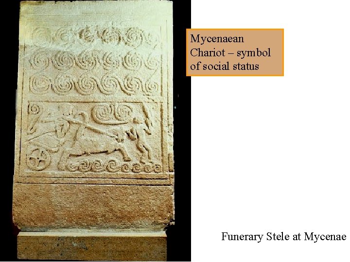 Mycenaean Chariot – symbol of social status Funerary Stele at Mycenae 