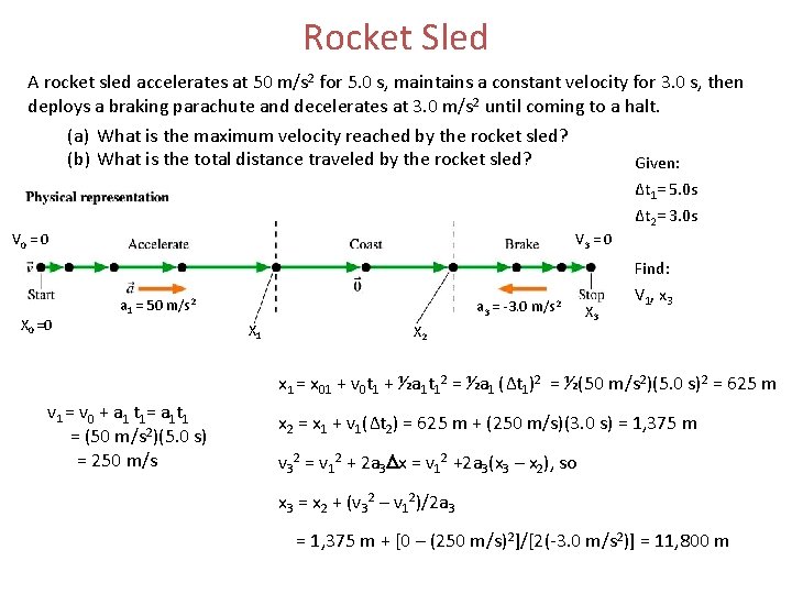 Rocket Sled A rocket sled accelerates at 50 m/s 2 for 5. 0 s,