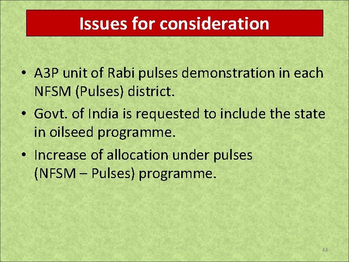 Issues for consideration • A 3 P unit of Rabi pulses demonstration in each