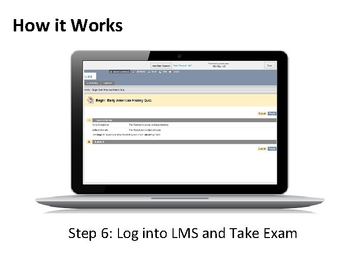 How it Works Step 6: Log into LMS and Take Exam 