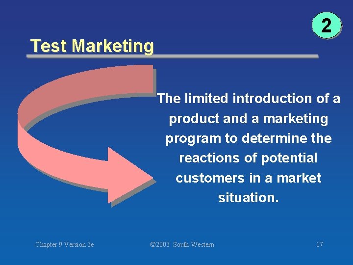 2 Test Marketing The limited introduction of a product and a marketing program to