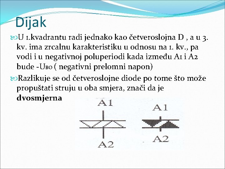 Dijak U 1. kvadrantu radi jednako kao četveroslojna D , a u 3. kv.