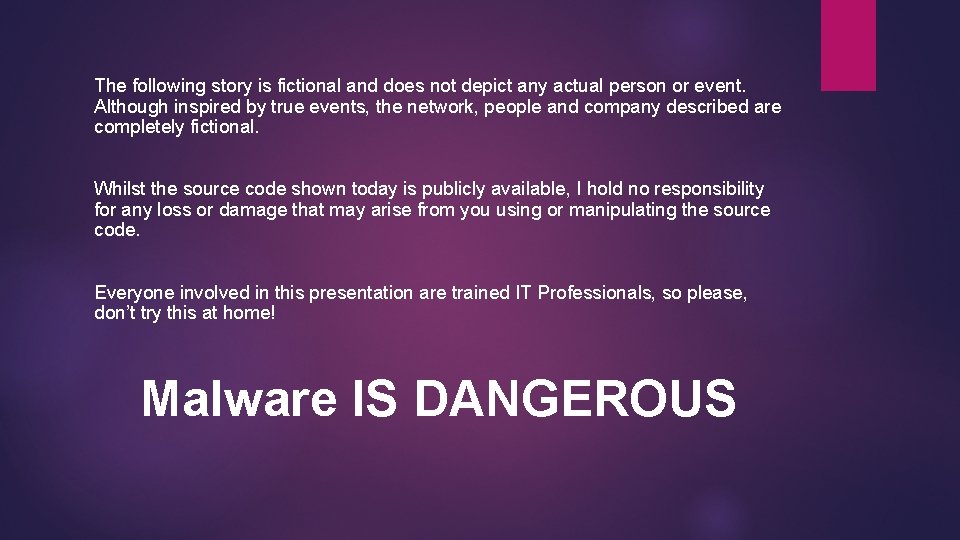 The following story is fictional and does not depict any actual person or event.