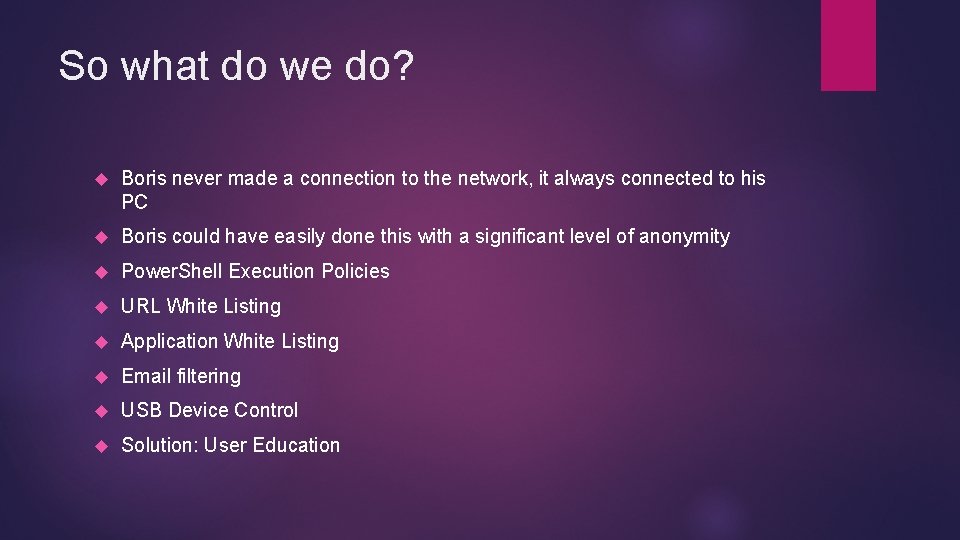 So what do we do? Boris never made a connection to the network, it