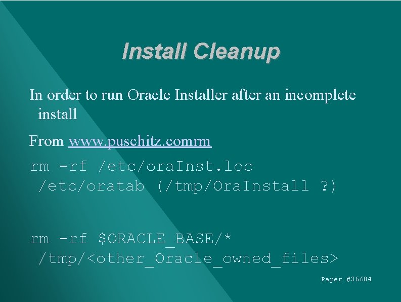 Install Cleanup In order to run Oracle Installer after an incomplete install From www.