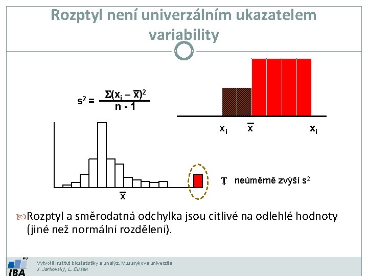 Rozptyl není univerzálním ukazatelem variability s 2 = S(xi – x)2 n-1 xi x