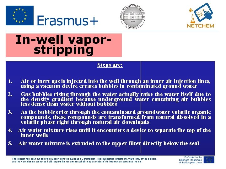 In-well vaporstripping Steps are: 1. 2. 3. 4. 5. Air or inert gas is