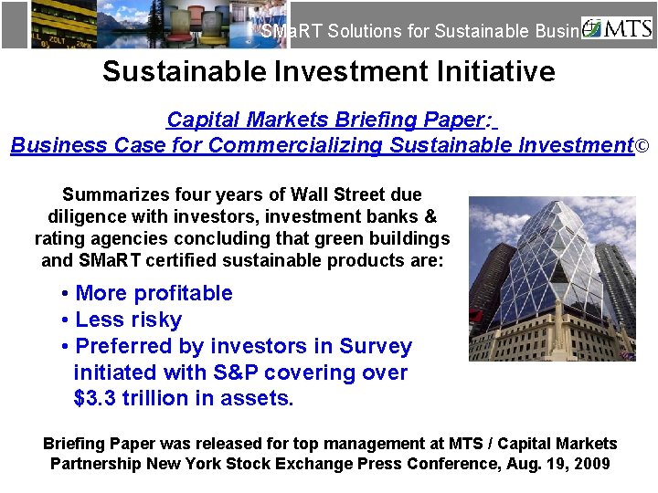 SMa. RT Solutions for Sustainable Business Sustainable Investment Initiative Capital Markets Briefing Paper: Business