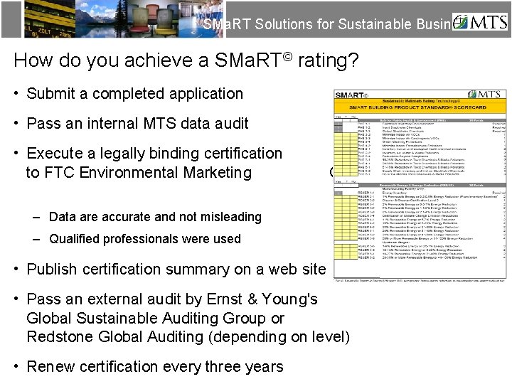 SMa. RT Solutions for Sustainable Business How do you achieve a SMa. RT© rating?