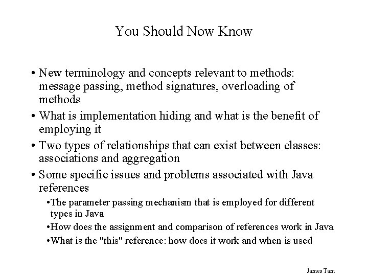 You Should Now Know • New terminology and concepts relevant to methods: message passing, You Should Now Know • New terminology and concepts relevant to methods: message passing,