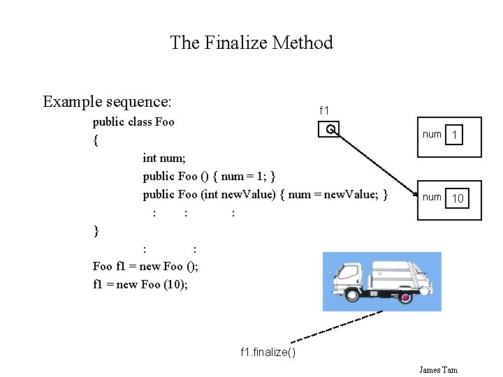 The Finalize Method Example sequence: f 1 public class Foo { int num; public The Finalize Method Example sequence: f 1 public class Foo { int num; public