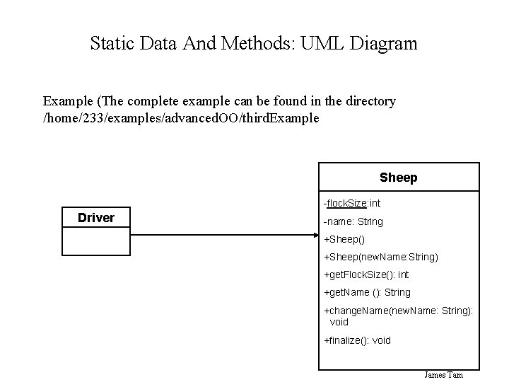 Static Data And Methods: UML Diagram Example (The complete example can be found in Static Data And Methods: UML Diagram Example (The complete example can be found in