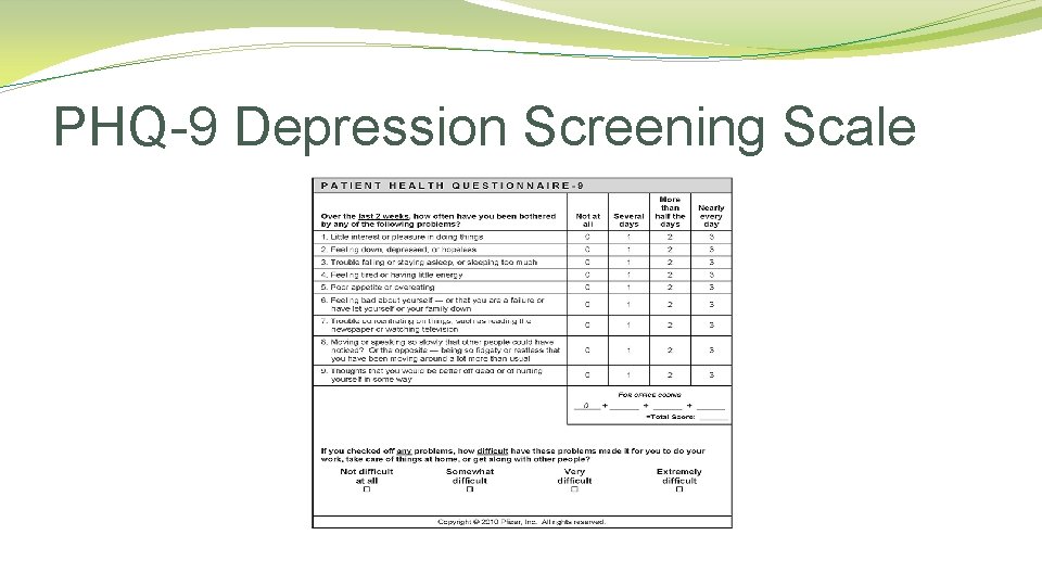 PHQ-9 Depression Screening Scale 