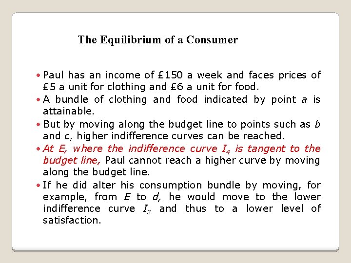 The Equilibrium of a Consumer · Paul has an income of £ 150 a
