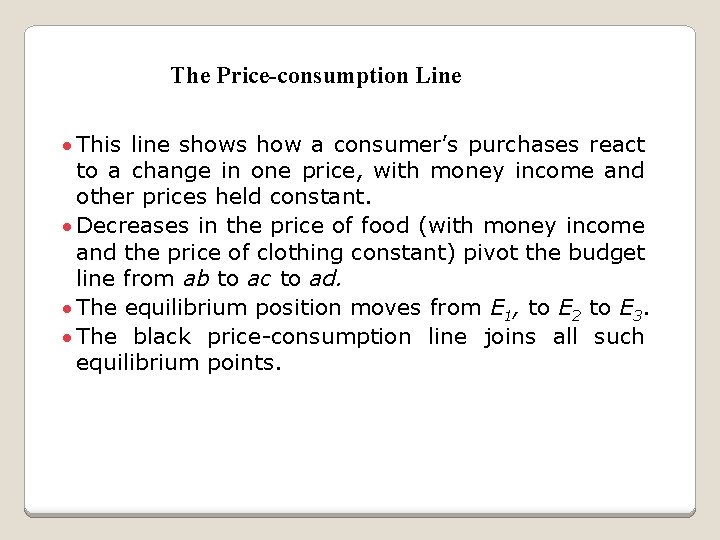 The Price-consumption Line · This line shows how a consumer’s purchases react to a
